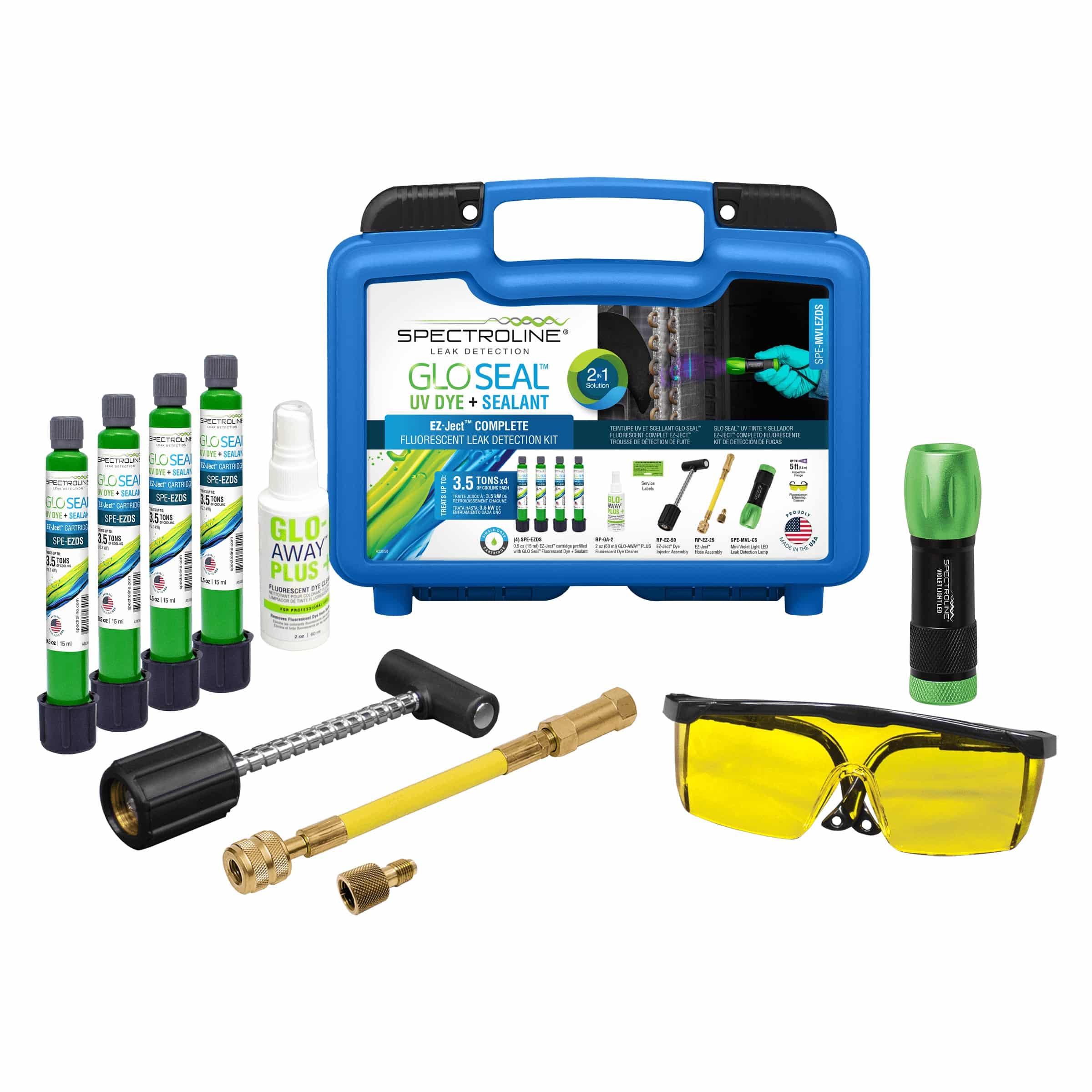 Glo Seal UV Dye + Sealant EZJect Fluorescent Leak Detection Kit